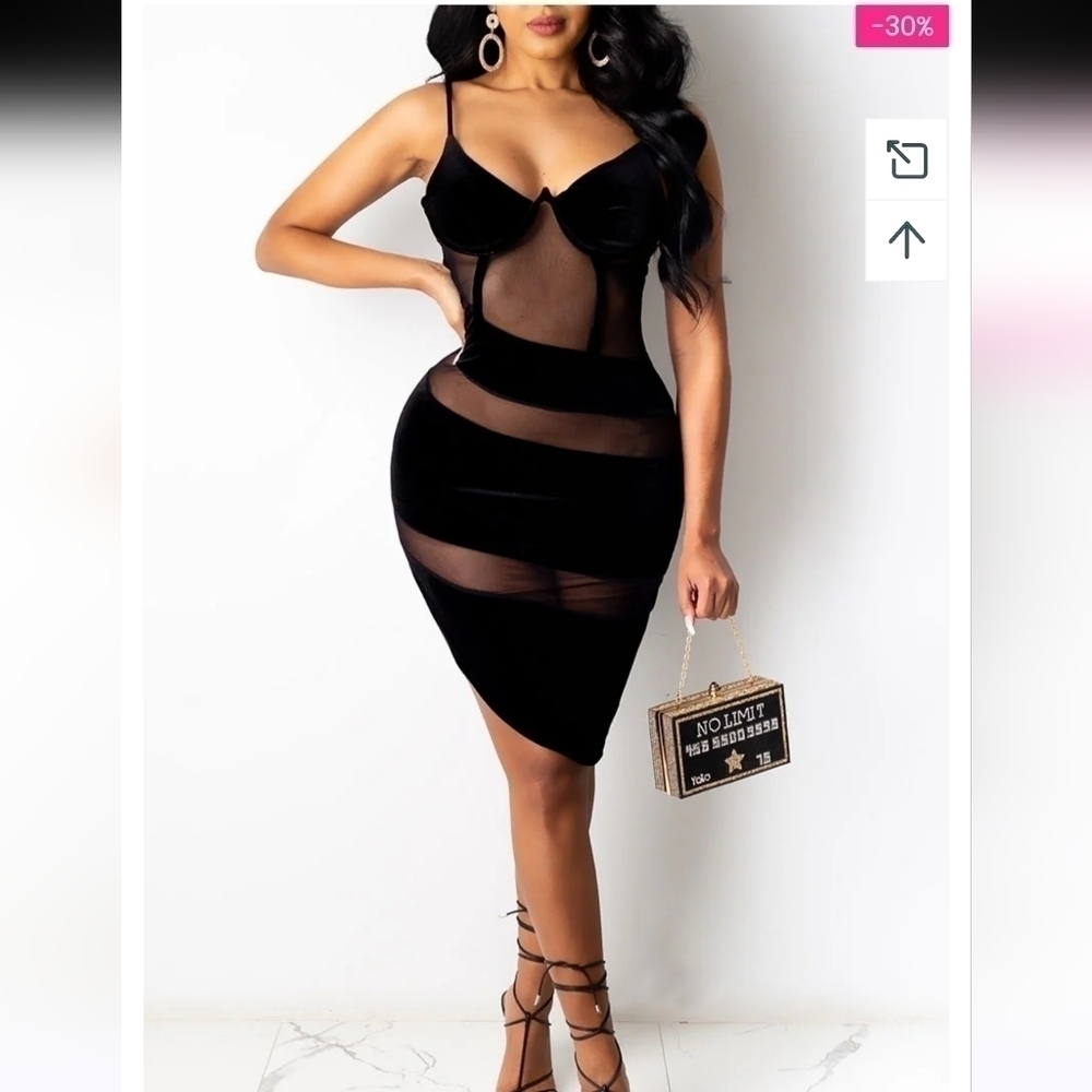 NWT POSH BY V BLACK MESH ASSYMETRICAL DRESS SIZE SMALL